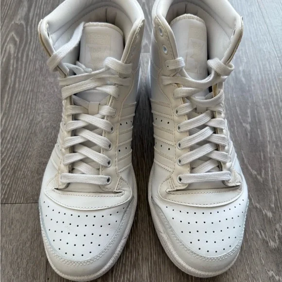 Adidas - White High-Top Sneakers - Men’s 8 (Women’s 9) - Picture 2 of 8